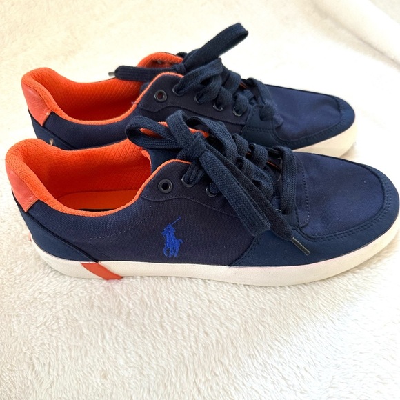 Ralph Lauren Polo Men’s Sneakers in Navy and Orange - Picture 1 of 8